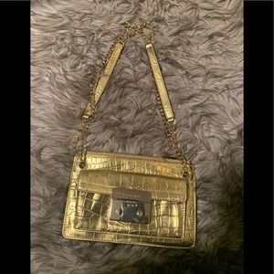 Michael Kors gold crocodile purse